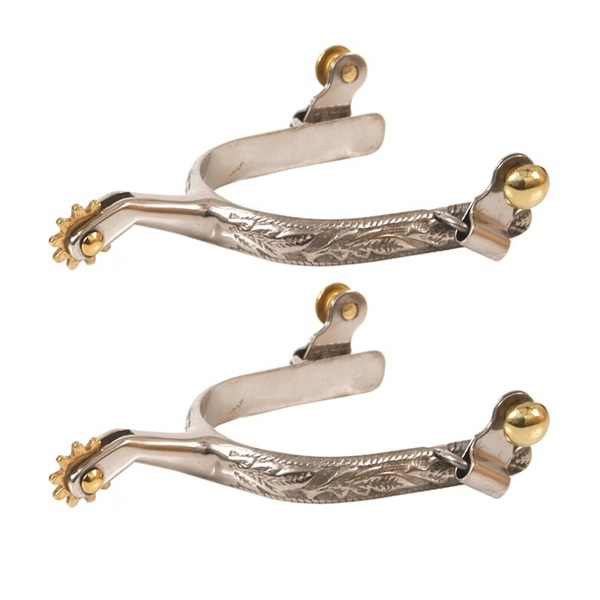 Jacks Imports Stainless Steel Spurs with Leaf Design MENS UNV 10466-MEN